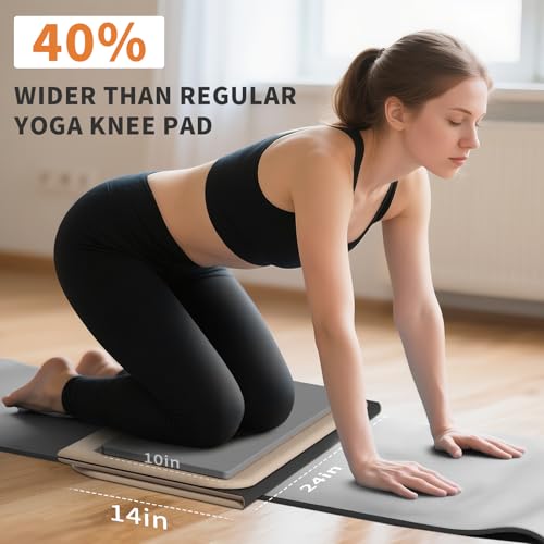 Foldable Exercise Pad Extra Thick 1.2" x 14" x 24" | POE Non-Toxic Multi-Functional Knee & Elbow Cushion for Push Up, Yoga, Pilates, Home & Gym Use for Adults & Kids - color: Beige+Black