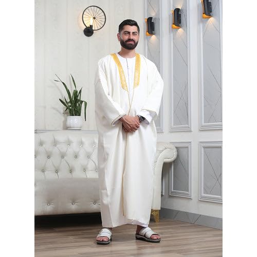 Men's Abaya (Bisht) Long Sleeves | Amazing Men's Islamic Arabian Cloak - color: Off-white