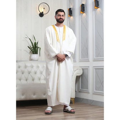 Men's Abaya (Bisht) Long Sleeves | Amazing Men's Islamic Arabian Cloak - color: Off-white