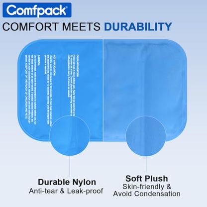 Comfpack Large Ice Pack for Injuries Gel Pack for Lower Back Pain Relief Reusable Hot Cold Therapy Cold Pack for Back, Shoulder, Elbow, Hip, Knee, Soft Cold Compress, 9.8 × 17.7" - size: 9.8×17.7 Inch
