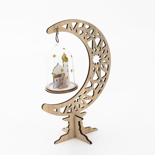 Wooden Moon Lantern Ornaments, Handicrafts, Home Decorations, Craft Gifts and Decorations(Yellow Star Moon)