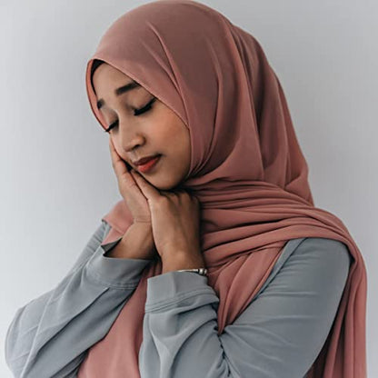 Febfim 4 PCS Muslim Women Soft Premium Solid Chiffon Hijab Scarves Shawl Long Scarf Wrap Scarves with Gift Box - color: Bronze