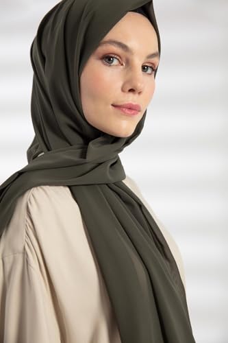 Chiffon Hijab Scarf For Women - Made in Turkiye - color: Khaki