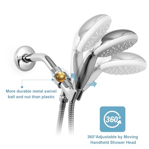 OFFO Shower Head Holder with Solid Metal Ball Joint for Handheld Shower Head, Adjustable Shower Arm Mount for Connecting Shower Arm and Shower Hose, 1/2 in IPS Female Inlet and Male Outlet, Chrome - style: Chrome