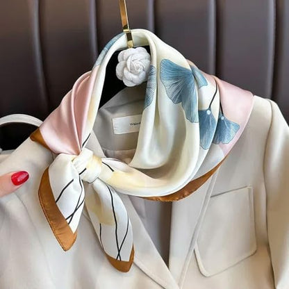 Print Silk Square Scarf Women Soft Satin Horse Hairband Neckerchief Office Hijab Headband Foulard Bag Ribbons Gift