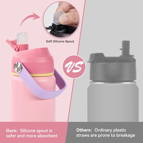 Fijinhom 18oz Insulated Stainless Steel Water Bottle, Wide Mouth Double Wall Vacuum, Silicone Straw, Sweat & Leak Proof, BPA Free Insulated Water Flask for Travel, Keep Cold 24h Hot 12h, Cherry - color: Cherry, size: 18 Ounces