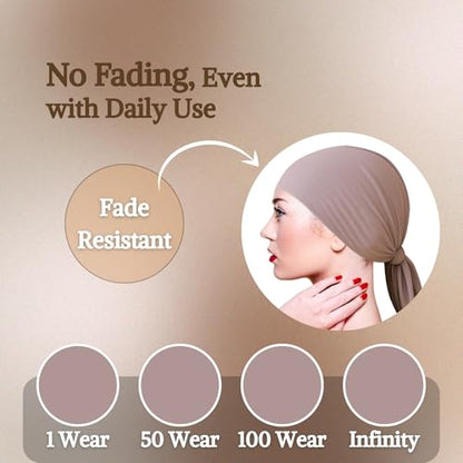 The Grip Cap Non-Slip Hijab Undercap for Women – Breathable Under Hijab Cap – Athletic & Daily Wear–Lilac & Tan