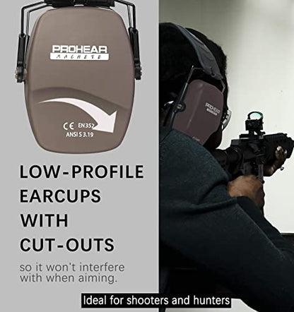 PROHEAR 016 Shooting Ear Protection Earmuffs 2 Pack, NRR 26dB for Gun Range, Hunting -Black and Brown - color: Black+brown