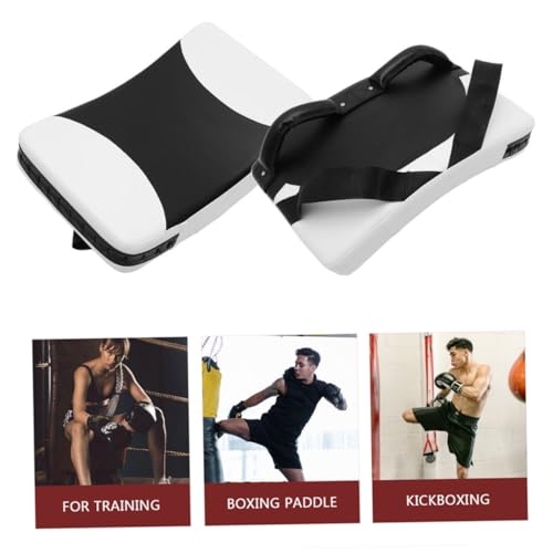 Taekwondo Kick Pad Shield, Ergonomic Curved Martial Arts Striking Surface for Boxing and MMA Training, High-Density Shock Absorbing Kicking Target with Secure Dual-Grip, Black & White