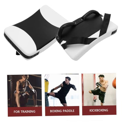 Taekwondo Kick Pad Shield, Ergonomic Curved Martial Arts Striking Surface for Boxing and MMA Training, High-Density Shock Absorbing Kicking Target with Secure Dual-Grip, Black & White