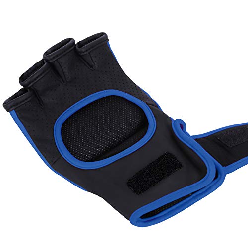 Starpro MMA Grappling Gloves for Men & Women - Faux Leather with Dense Padding- Sparring Training Kickboxing Martial Arts Competition - color: Blue/Black, size: Medium