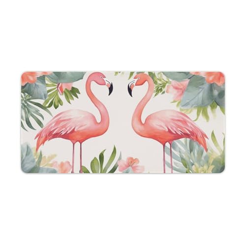 Large Size Gaming Mouse Pad Flamingos and Flowers Desk Mat Non-Slip Base Waterproof Desktop Writing Pad for Office Home - color: Flamingos and Flowers, size: 30x60cm