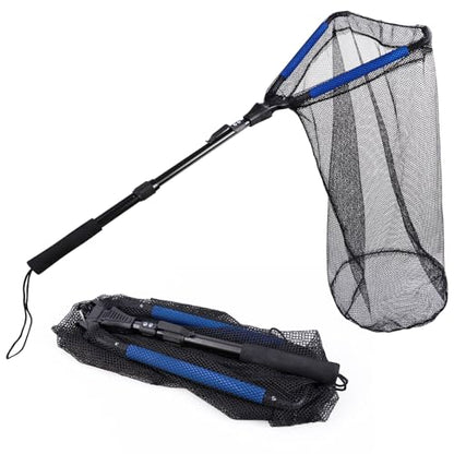 RESTCLOUD Fishing Landing Net with Telescoping Pole Handle, Fishing net Freshwater for Kids Men Women, Extend to 40-63 Inches - style: O: Aluminum Handle With Deep Net and Small Mesh, 35.4" Full