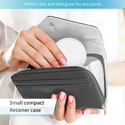 Annhua Orthodontic Retainer Case with Vent Holes, Denture Storage Case Slim Mouthguard Container Aligner Case with Magnetic Closure for Household|Travel|Office - White - color: White