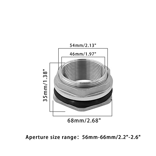 1.5" Bulkhead Water Tank Connector SUS304 Stainless Steel Thru-bulk Fitting,SAFYY Water Pipe Connector,Water Tank Adapter,Thru-Bulk Pipe Fitting for Rain Barrels,Aquariums,Water Tanks,Tubs,Pools - size: 1.5 Inch