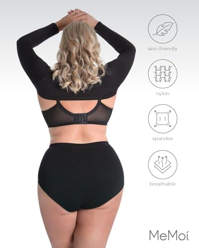SlimMe Long Sleeve Arm Shapewear, Arm Slimming Sleeves for Women, Tightens and Smooths Arms, Bolero Style - Small to Queen 2 - color: Black, size: Medium