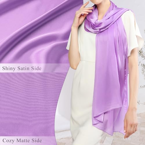 RIIQIICHY Women Shawls and Wraps for Evening Dresses Like Chiffon Silk Scarf Formal Silky Pashmina Shawls for Weddings - color: Lavender