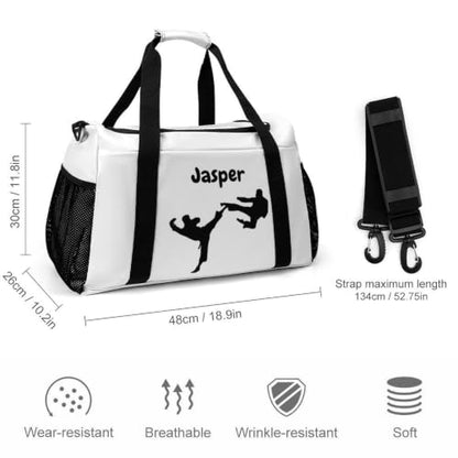 Custom Name Taekwondo Karate Duffle Bag for kids Boy Girls,Personalized Martial Arts Gear Bag,Water-Resistant Sparring Equipment White - color: Taekwondo Karate-06