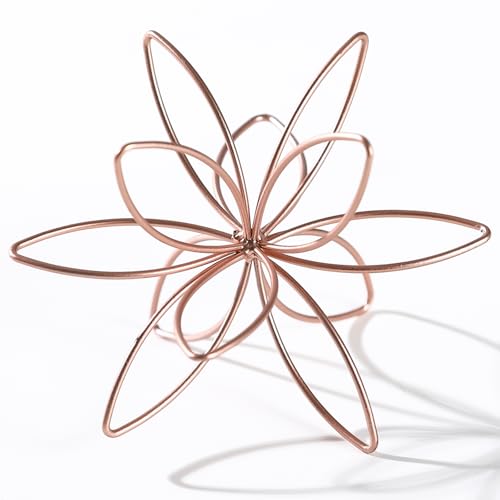 8" Metal Sphere Decor, Metal Floral Tabletop Sculpture, Abstract Tabletop Decorative Spheres for Home Decor (Rose Gold) - color: Rose Gold-8in