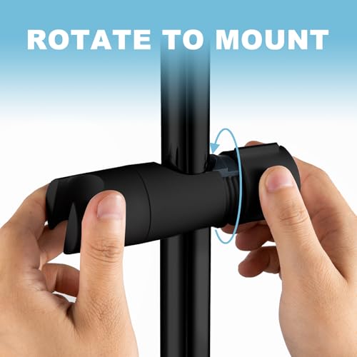 OFFO Shower Head Holder for Slide Bar Adjustable 0.75-1.00 in(19-25mm) O.D, Adjustable Holder for Slide Bar Slider Clamp Bathroom Replacement, 360 Degree Rotation Sprayer Holder, Matte Black - style: Matte Black