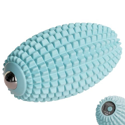 Vibrating Massage Ball for Plantar Fasciitis, Silicone Trigger Point, Myofascial Massage Ball, Deep Tissue Roller for Back, Neck, Foot, Muscle Recovery, Hip & Psoas Release Tool (Blue) - color: Blue