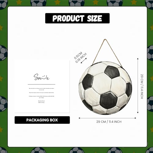 Smile Classic Soccer Ball Wooden Door Hanger, Hand-Painted Style Front Door Sign for Sports Fans & Game Day Decor - style: Soccer Ball
