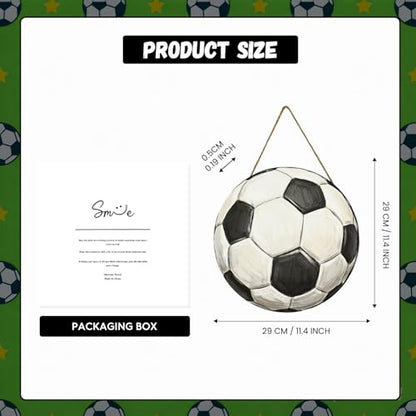 Smile Classic Soccer Ball Wooden Door Hanger, Hand-Painted Style Front Door Sign for Sports Fans & Game Day Decor - style: Soccer Ball