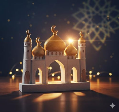 Hebdids Ramadan Eid Home Decorations for Home 2025 Gold and White Mosque Tower Islamic Eid Mubarak decore - style: Modern