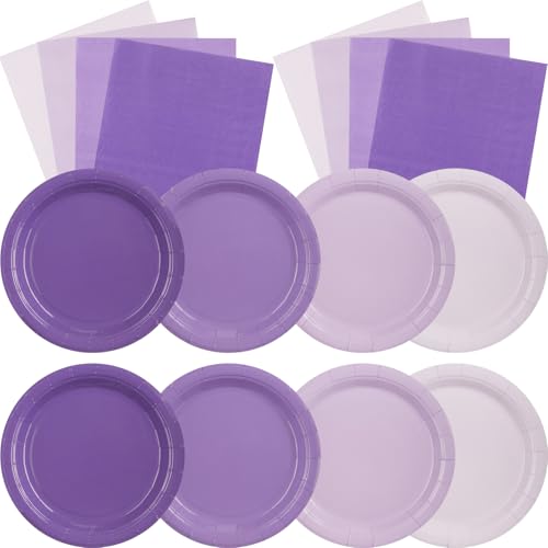 Zhehao 120 Pcs Disposable Paper Dessert Plates and Napkins Set, 7 Inch Party Cake Appetizer Plate with Napkin for Birthday Baby Shower Wedding Easter(Dusty Purple) - color: Dusty Purple