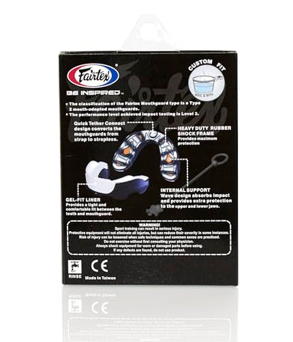 Fairtex MG3 Gel Mouth Guard, Adult, BPA Free Muay Thai MMA Gum Protection | Thermoplastic moldable liner with heavy-duty rubber shock frame. Dual-layer dental shield absorbs impacts in the ring - color: Black