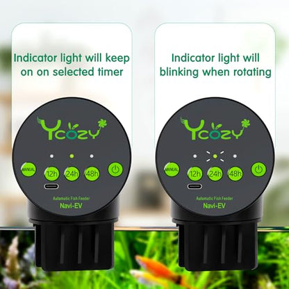 Ycozy Automatic Fish Feeder Rechargeable with USB Cable Moisture-Proof Intelligent Electric Fish/Turtle Feeder for Aquarium & Fish Tank (Plug Powered-EV) - size: Plug Powered-EV