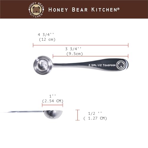 2.5 ml 1/2 Teaspoon Measuring Scoop Spoons, Polished Stainless Steel, Set of 2 - color: Polished Stainless Steel, size: 2.5 ml Half Teaspoon