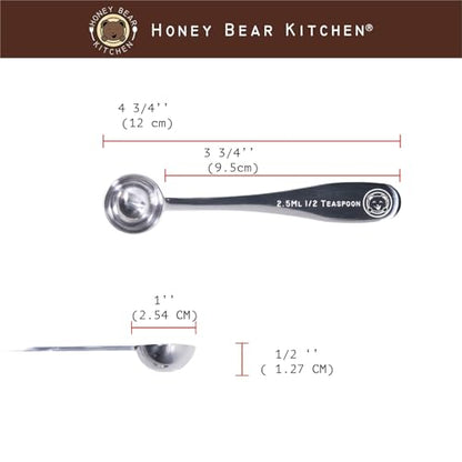 2.5 ml 1/2 Teaspoon Measuring Scoop Spoons, Polished Stainless Steel, Set of 2 - color: Polished Stainless Steel, size: 2.5 ml Half Teaspoon