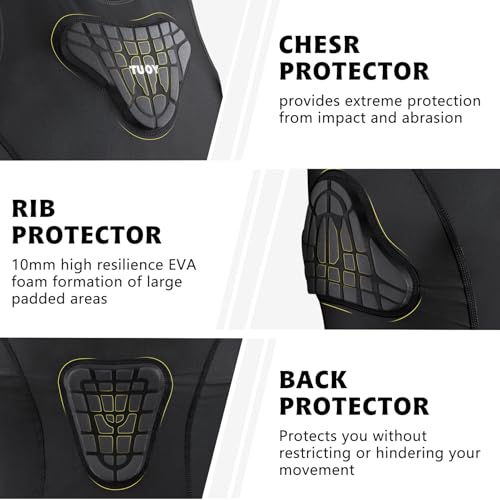 Youth Padded Compression Shirt Vest Rib Chest Protector Football Baseball - color: Padded Vest Black, size: Medium