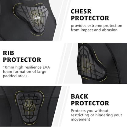 Youth Padded Compression Shirt Vest Rib Chest Protector Football Baseball - color: Padded Vest Black, size: Large