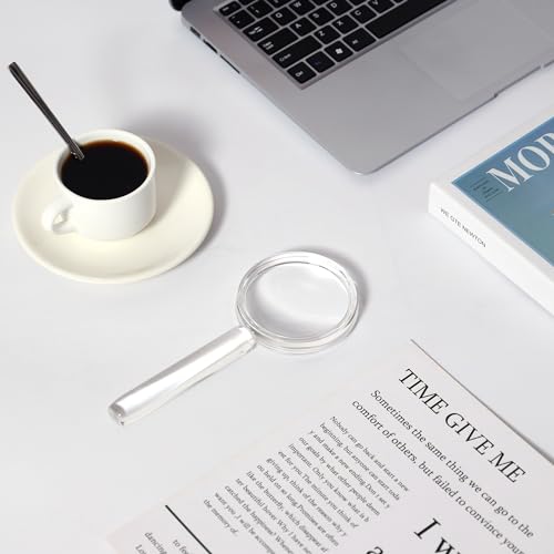 MAGDEPO 3X Handheld Magnifier 2-in-1 Clear Acrylic Magnifying Glass Lightweight with Bar Magnifying Handle for Reading Small Prints, Documents, Hobbies