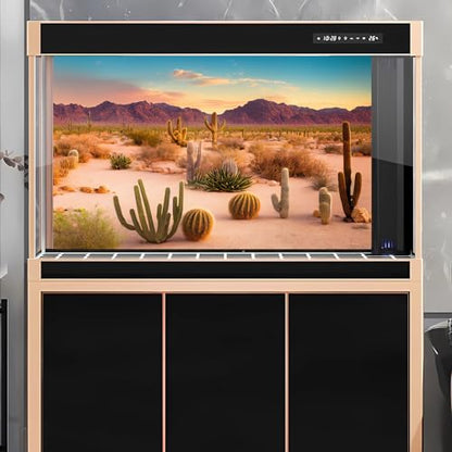 Desert Reptile Habitat Background Arid Landscape of Hot Sahara Desert Terrarium Background Desert Cacti and Sand with Dunes Aquarium Background Natural Hot Desert Fish Tank Background Vinyl 36x18in - color: Cacti Green, size: 36(W)x18(H)in