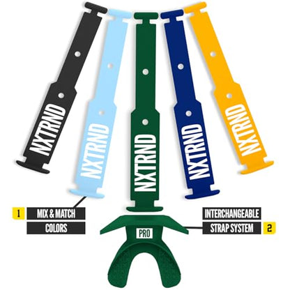 Nxtrnd One Pro Football Mouth Guard, Interchangeable Strap, Fits Adult & Youth (Dark Green) - color: Dark Green Pro