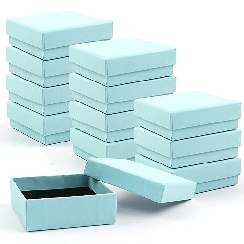 Coobbar Gift Box Necklace Earring Ring Box Gift Box,12 Pieces Square Cardboard Jewelry Gift Boxes,Cotton Filled Cardboard Paper Jewelry Box Gift Case (3.5x3.5x1.25 Inches) (Blue) - color: Blue