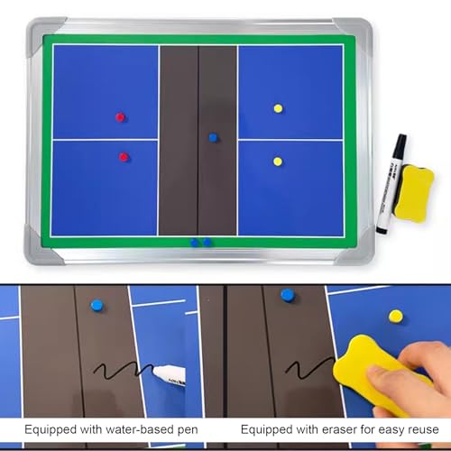 Magnetic Pickleball Coaching Board, Double-Sided Dry Erase Whiteboard, with Storage Bag, Easy to Write and Erase