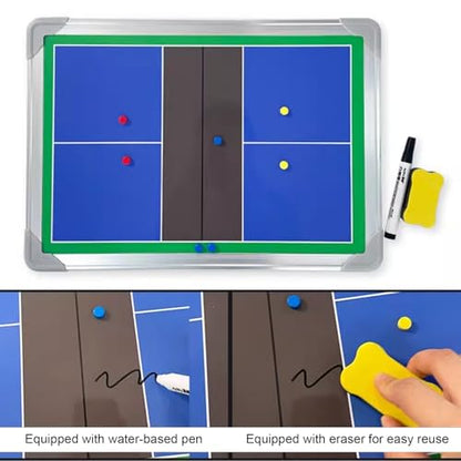 Magnetic Pickleball Coaching Board, Double-Sided Dry Erase Whiteboard, with Storage Bag, Easy to Write and Erase