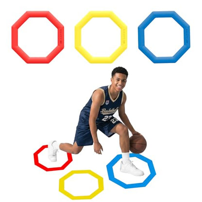 Agility Rings 3 Pcs Suitable for Sports & Fitness Step Training, Non-Slip Silicone Speed Training Rings with 192 Suction Cups, Training Equipment for Basketball Soccer Street Dance - color: Mixed