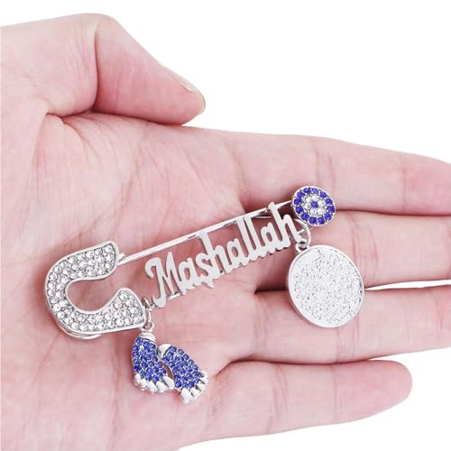 2 Pcs Mashalla Baby Brooch Pin, 2.9 Inch Home Decorations for Ramadan Gifts, Islamic Ramadan Gift