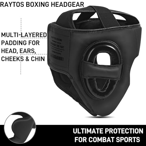 Boxing Headgear for Men Women – Professional Lightweight Open Face Head Guard, Breathable Protection, Secure Fit for MMA Muay Thai Kickboxing Sparring Training - color: Black+White