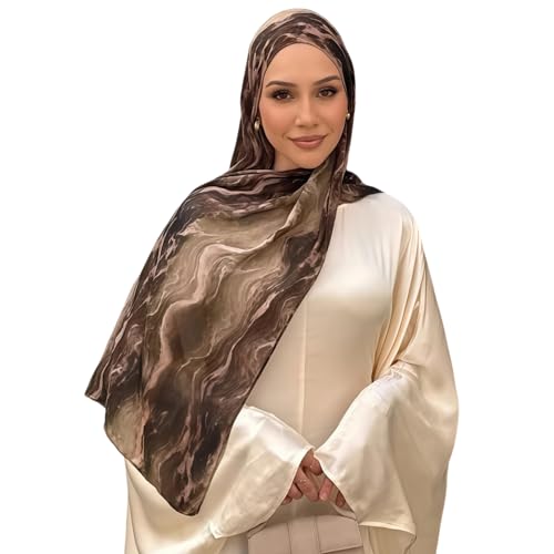 ZGMYC Watercolour Floral Printed Hijab Scarf for Women Soft Modal Cotton Instant Hijab Head Wraps Shawls Long Scarves - color: Color 22