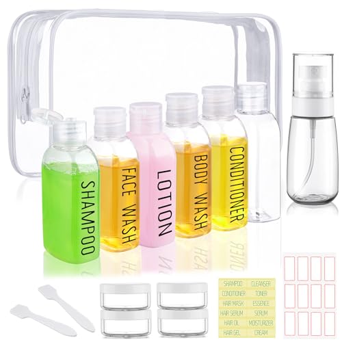 Travel Bottles for Toiletries 10 Pcs 3.4oz Travel Size Toiletries - color: B-Clear