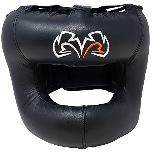 RIVAL Boxing RHGFS3 Face-Saver Sparring Headgear - Wide Eye Opening, Premium Leather, and Thermoplastic Inner Frame - color: Black, size: Small-Medium