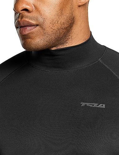 TSLA Men's Thermal Long Sleeve Compression Shirts, Mock/Turtleneck Winter Sports Running Base Layer Top - color: 2pack Black, size: X-Large