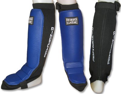 Grappling Shin Instep - Coverd Back for MMA, Muay Thai, Kickboxing - Blue - size: Large