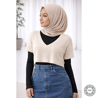 Women’s Cotton Arm Sleeves Bolero, Modest Long Sleeve Cover, Crew Neck Layering Top - color: Black #1, size: Large